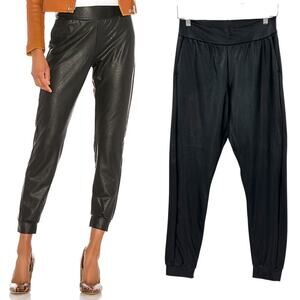 Commando Faux Leather Joggers SLG45 Black Pants Pull-On Size Small‎